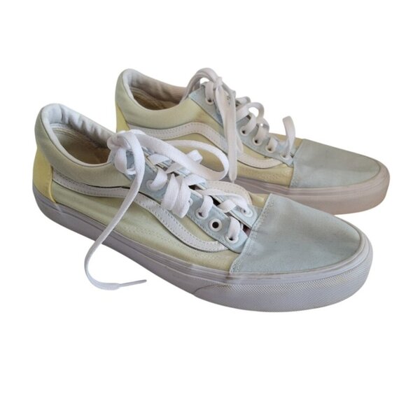 Women's Men's Vans Canvas Sneakers Shoes Green Yellow Pastel 10.5 Men 12 Womens - Picture 1 of 8